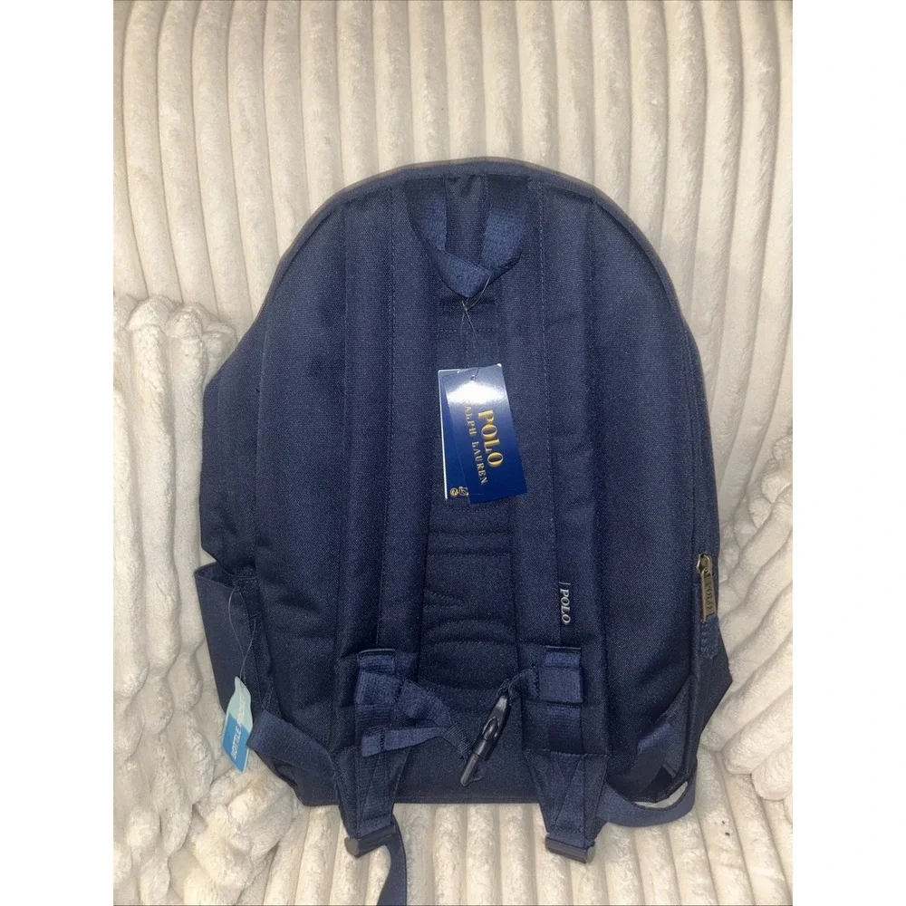 Polo Ralph Lauren Backpack Full Size Laptop Navy Blue Polo Bear School Bag NWT